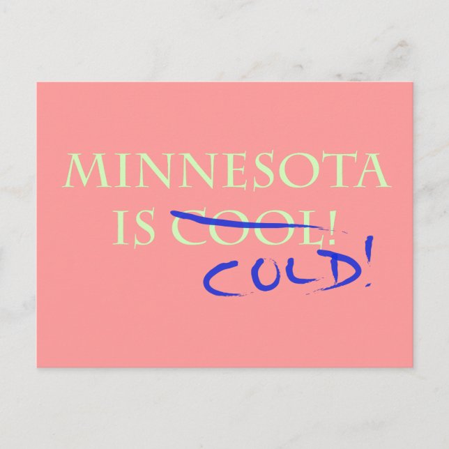 Minnesota är Coola - och Kall! Vykort (Framsida)