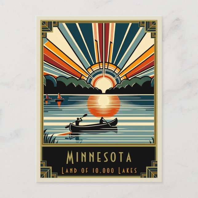 Minnesota | Art Deco Vykort (Framsida)