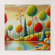 Minnesota Autumn Forest och Sjö