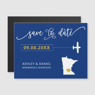 Minnesota Bröllop spara datum Card, Karta Magnetisk Inbjudningskort