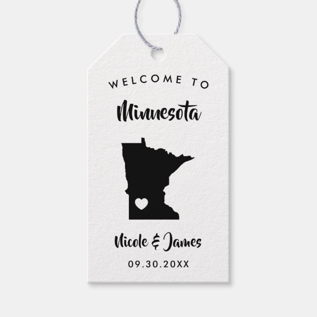 Minnesota Bröllop Welcome Bag Märkre, Karta Presentetikett (Framsidan)