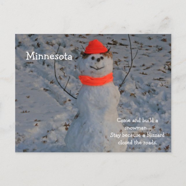 Minnesota "Bygg ett Snögubbe"-vykort Vykort (Framsida)