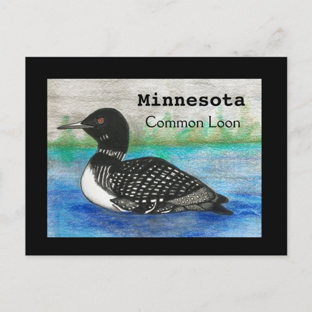 Minnesota Common Loon State Bird Postcard Vykort (Framsida)