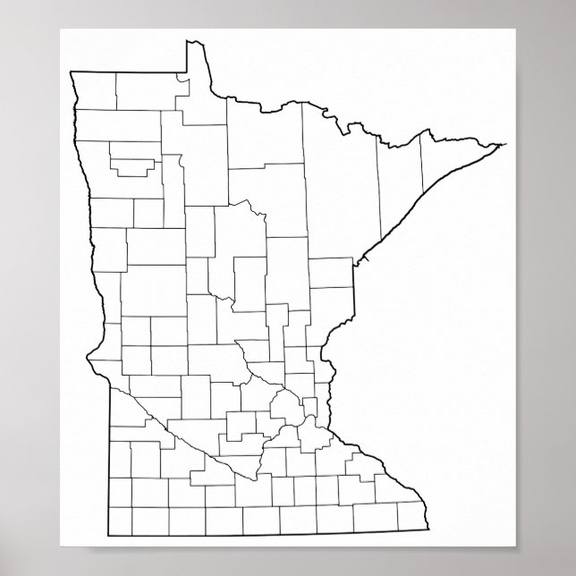 Minnesota Countys Blank Outline Karta Poster (Framsidan)