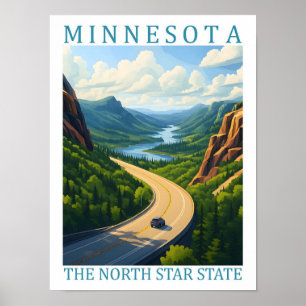 Minnesota, delstaten North Star, USA, Travel Ställ Poster