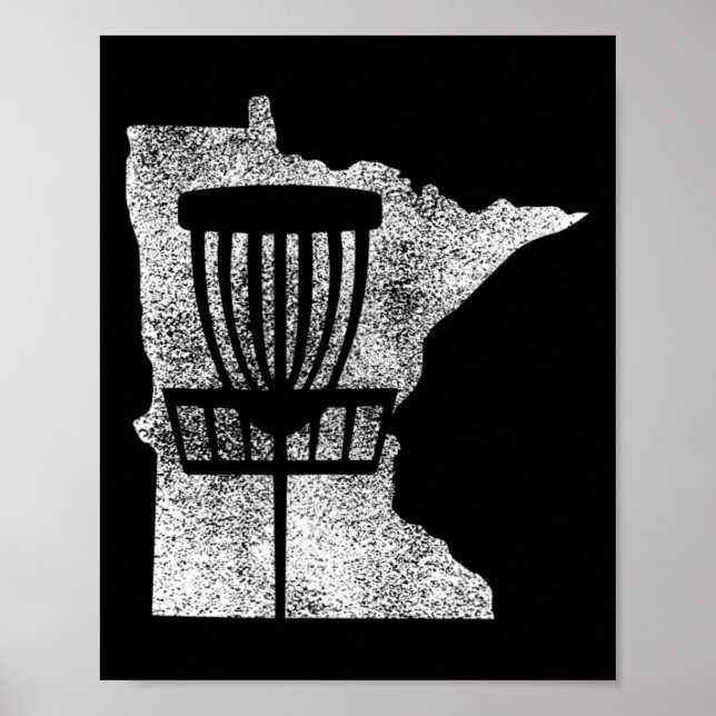 Minnesota Disc Golf State With Basket Distressed G Poster (Framsidan)