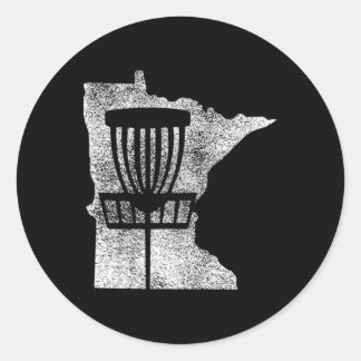 Minnesota Disc Golf State With Basket Distressed G Runt Klistermärke