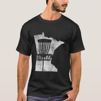 Minnesota Disc Golf State With Basket Distressed T Shirt