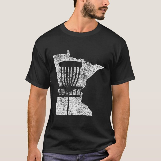 Minnesota Disk Golf State med Basket Distress G T Shirt (Framsida)