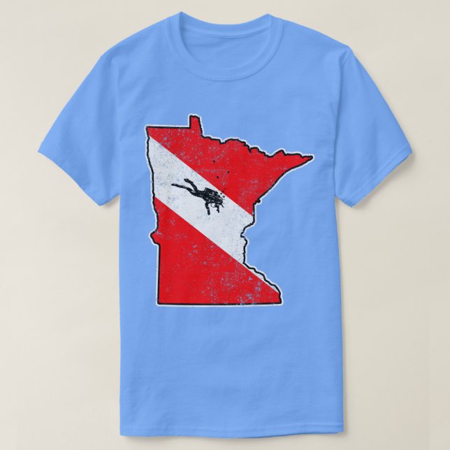 Minnesota Dive Flagga Dyka State Karta Dive Fl T Shirt (Design framsida)