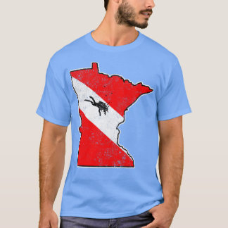 Minnesota Dive Flagga Dyka State Karta Dive Fl T Shirt