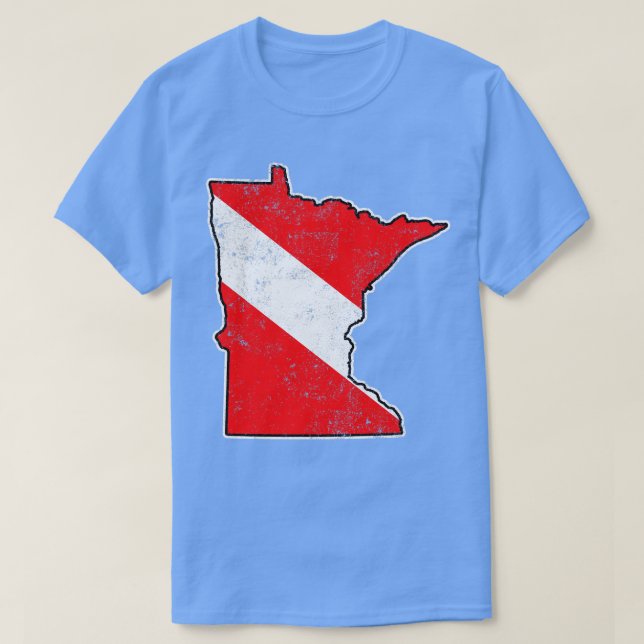 Minnesota Dive Flagga Dyka State Karta Dive Fl T Shirt (Design framsida)