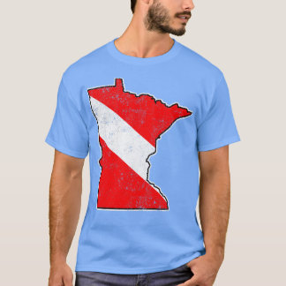 Minnesota Dive Flagga Dyka State Karta Dive Fl T Shirt
