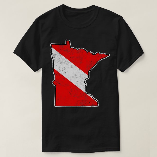 Minnesota Dive Flagga Dyka State Karta Dive Fl T Shirt (Design framsida)