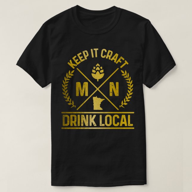 Minnesota Drink Local Brewmaster Craft Bee T Shirt (Design framsida)