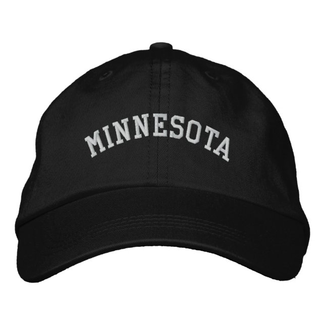 Minnesota Embroized Justable Cap Black Broderad Keps (Framsida)