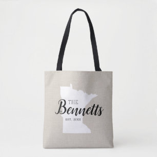 Minnesota Family Monogram State Tote Bag Tygkasse