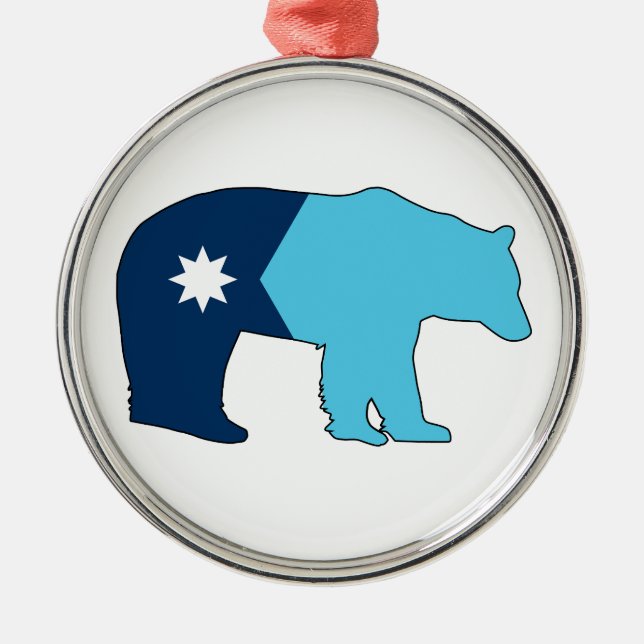 Minnesota Flagga Björn Julgransprydnad Metall (Framsidan)