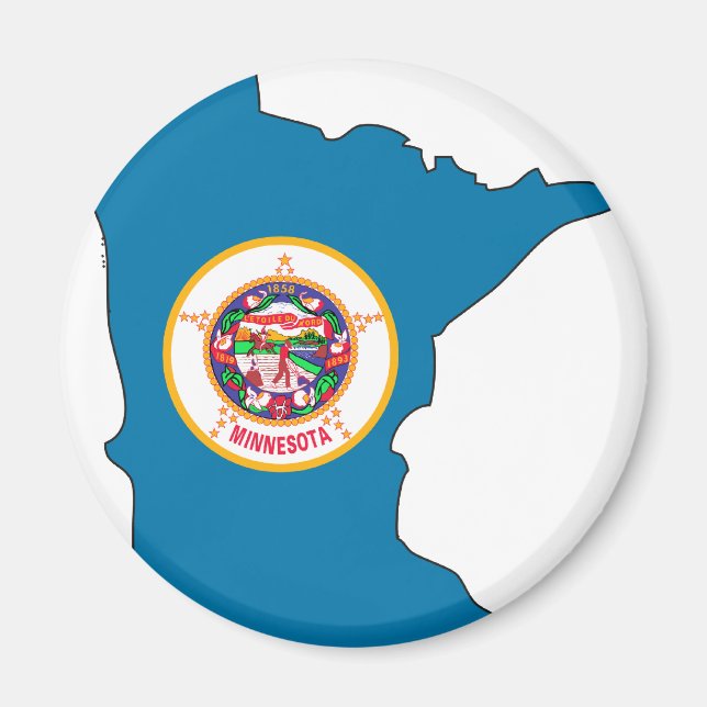 Minnesota Flagga Karta Magnet (Framsidan)