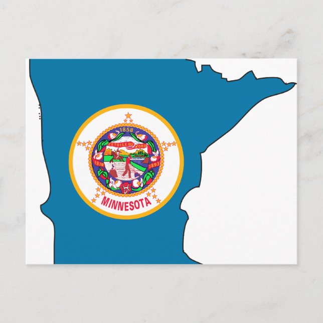 Minnesota Flagga Karta Vykort (Framsida)