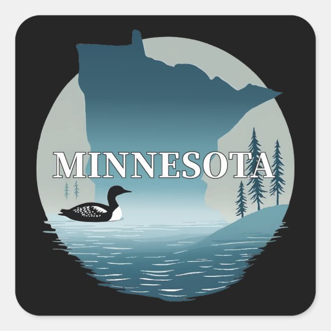 Minnesota Förenta staterna Fyrkantigt Klistermärke (Framsida)