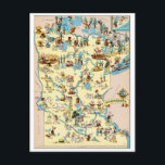 Minnesota Funny Vintage Karta Vykort<br><div class="desc">Charming vintage karta i delstaten 10 000 Sjöar,  även kallad North Star State.</div>