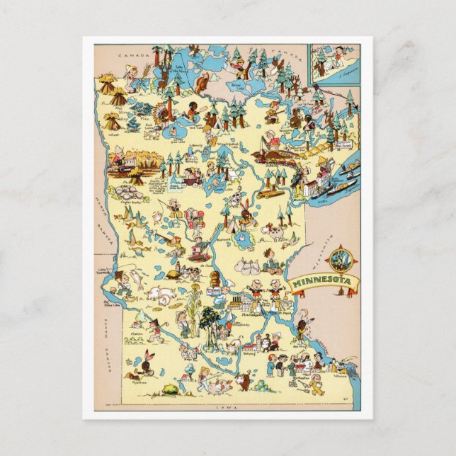Minnesota Funny Vintage Karta Vykort (Framsida)