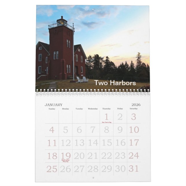 Minnesota fyrar kalender (Jan 2026)