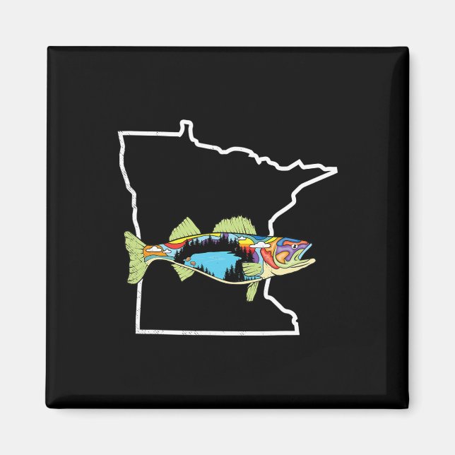 Minnesota Gäddfiske Sötvatten Fiskare Gädda Fisk Magnet (Framsidan)