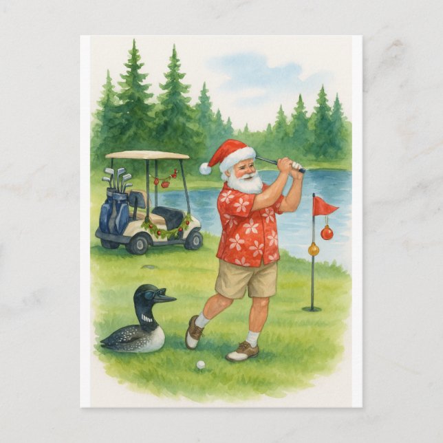 Minnesota Golfer Jultomten har golfbanor i Sjö Helg Vykort (Framsida)