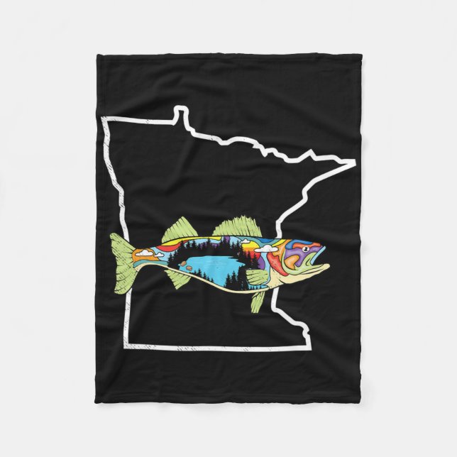 Minnesota Gös Fiske Sötvatten Fiskare Gös Fisk Fleecefilt (Framsidan)