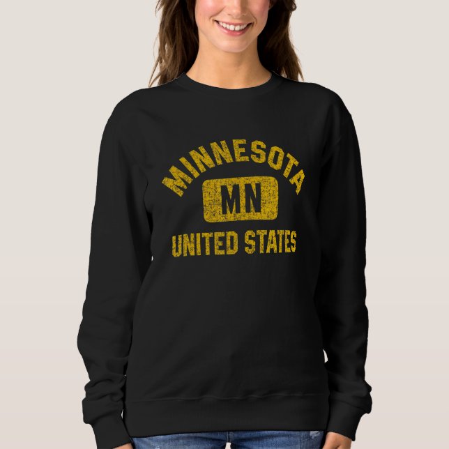Minnesota Gym Stil Distress Amber Print T Shirt (Framsida)