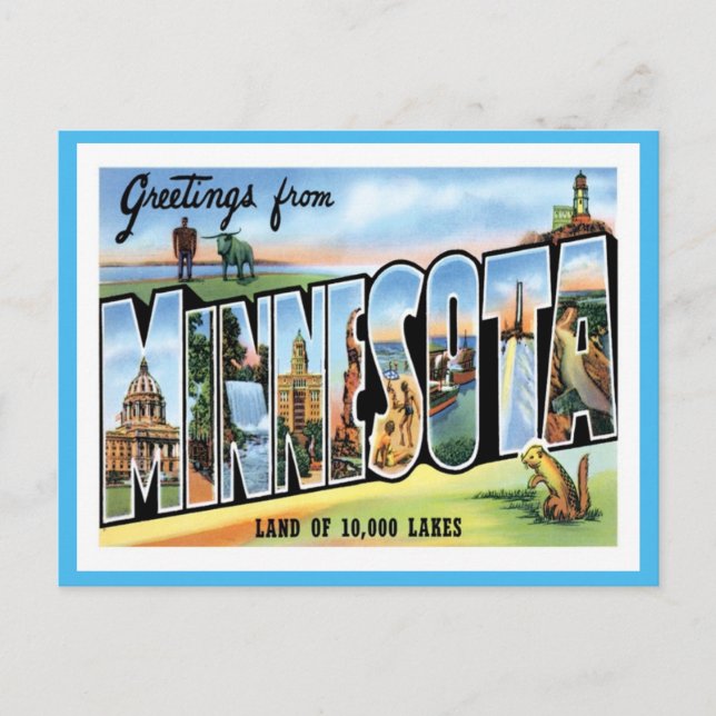 Minnesota Hälsning från USA Stater Vykort (Framsida)