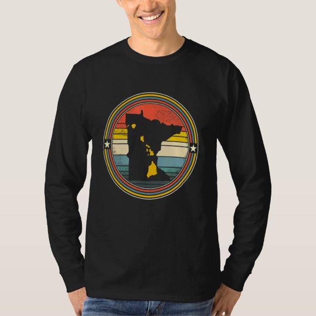 Minnesota Hawaii Roots Origine State Karta Retro T Shirt (Framsida)