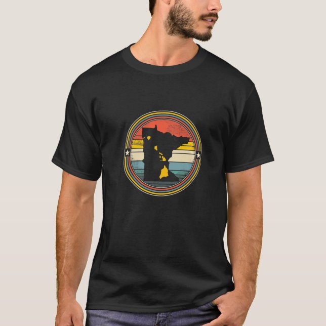 Minnesota Hawaii Roots Origine State Karta Retro T Shirt (Framsida)