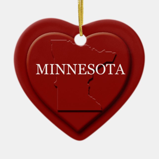 Minnesota Heart Karta jul Ornamet Julgransprydnad Keramik (Framsidan)