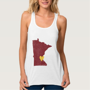 Minnesota Heart shirt (maron) - Anpassade! Linne Med Racerback