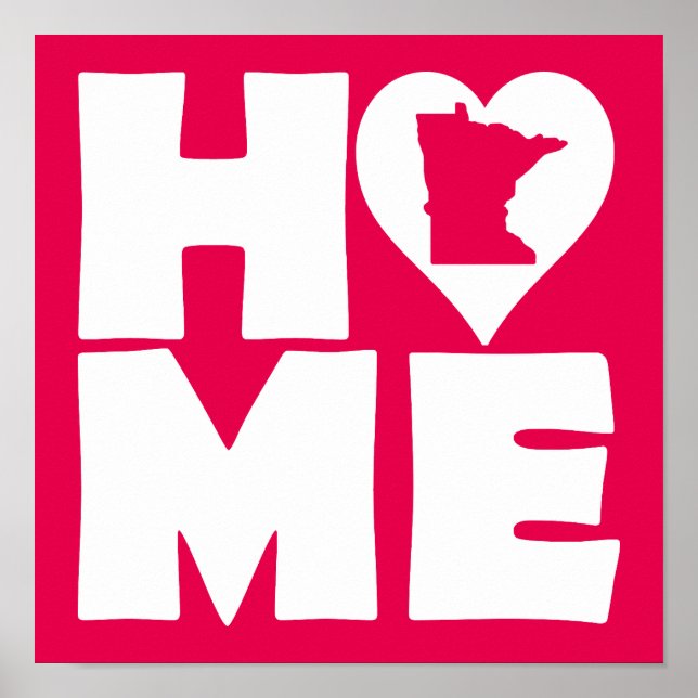 Minnesota Hem Heart State Affisch Skylt (Framsidan)