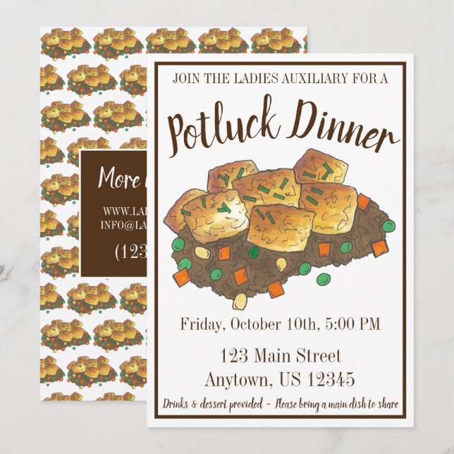 Minnesota Hett Dish Tater Tot Casserole Inbjudningar (Fram/baksida)
