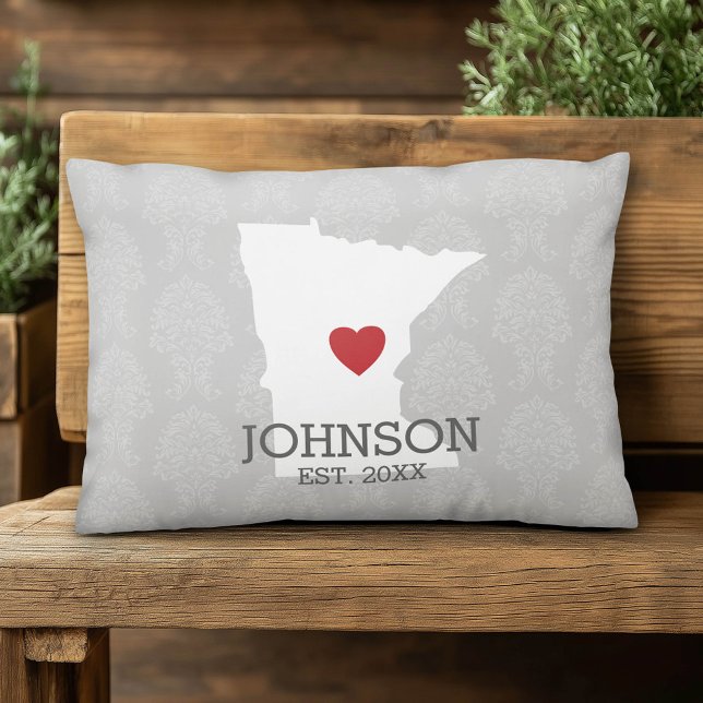 Minnesota Home State City Karta - Personligt bröll Prydnadskudde (Custom Pillow)