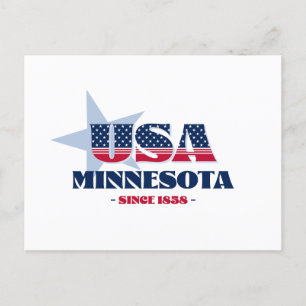 Minnesota i rött, vitt och blått vykort