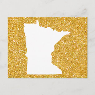 Minnesota i White och Guld Glitter Vykort