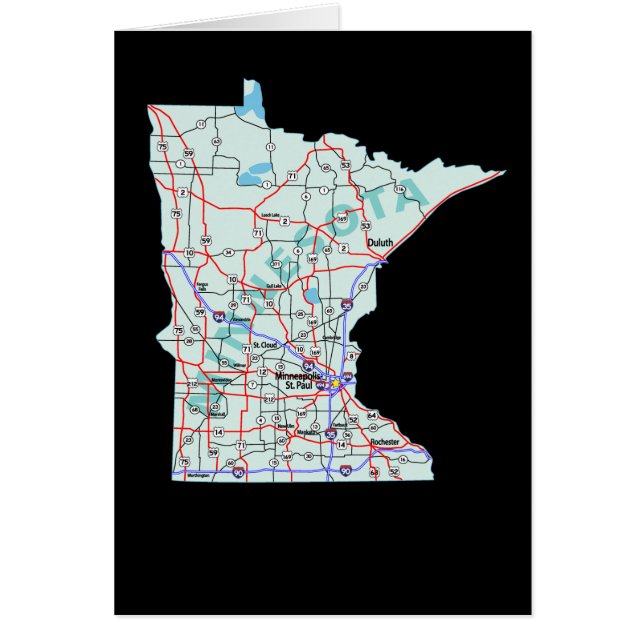 Minnesota Interstate Karta-kort Hälsningskort (Framsidan)