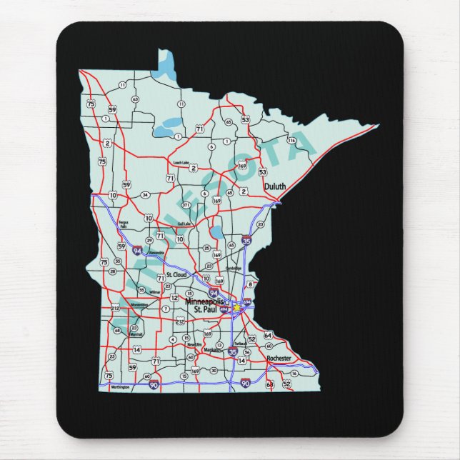 Minnesota Interstate Karta Mousepad Musmatta (Framsidan)