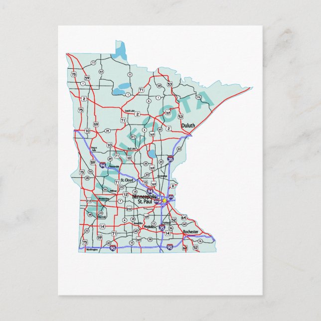 Minnesota Interstate Karta vykort (Framsida)