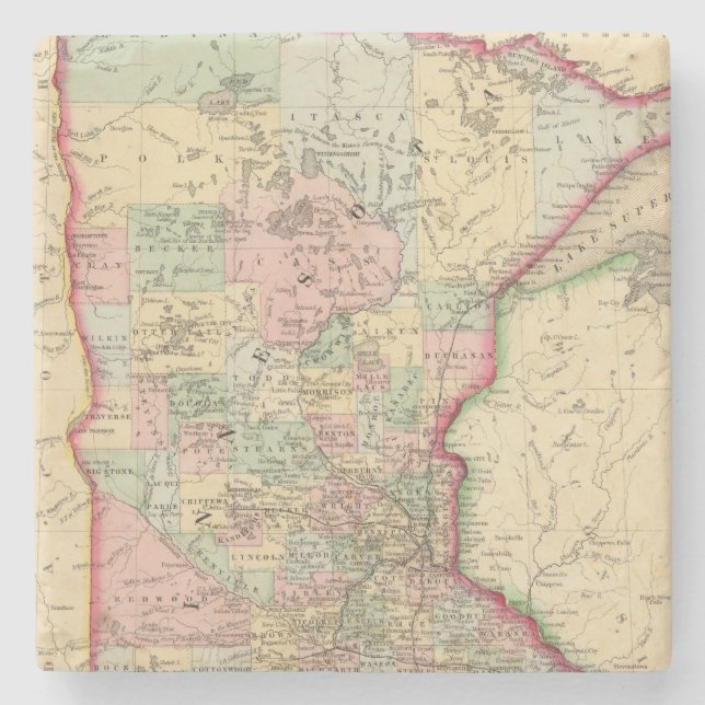 Minnesota karta av Mitchell Stenunderlägg (Framsidan)