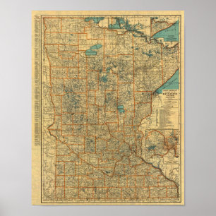 Minnesota karta poster