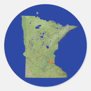 Minnesota Karta Sticker Runt Klistermärke
