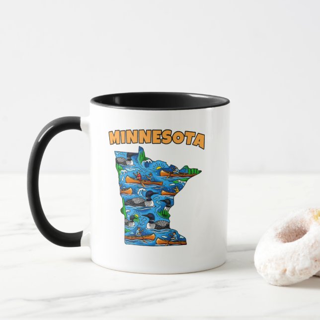 Minnesota Kontur Tatuering Stil Mugg (Med munk)