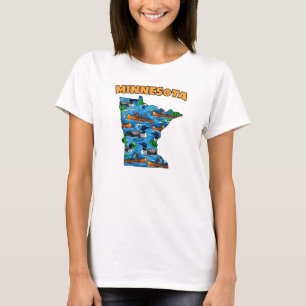 Minnesota Kontur Tatuering Stil T Shirt